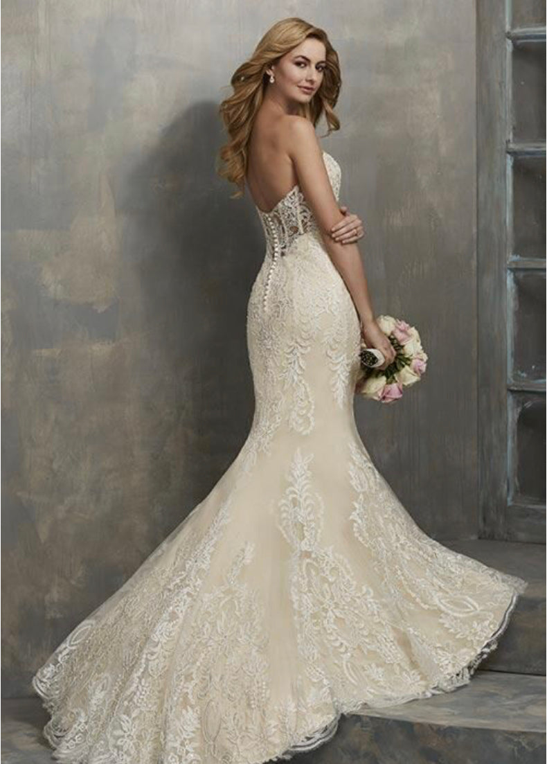 Christina Wu 19123 Illusion Back Strapless Sweetheart Wedding Gown