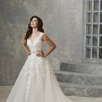 Christina Wu 19128 Sheer Neckline Illusion Back Wedding Gown