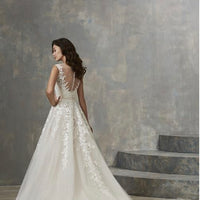 Christina Wu 19128 Sheer Neckline Illusion Back Wedding Gown