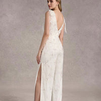 Adrianna Papell 40411 Side Slit Bow Strap Wedding Jumpsuit