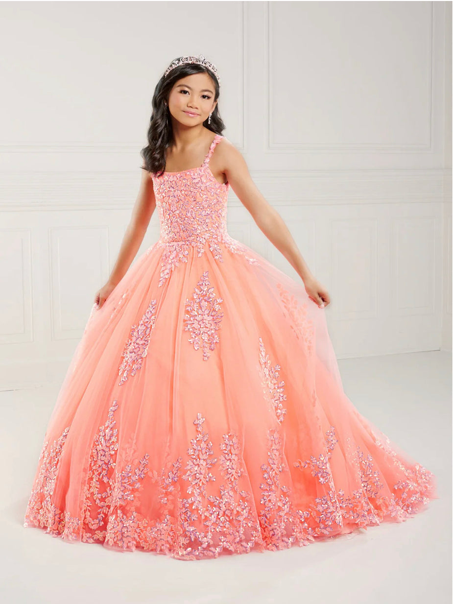 Girls Applique Sleeveless Gown by Tiffany Princess 13741