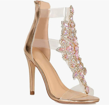 Bella Luna Rylee-08 Rhinestone Embellished Transparent Straps Stiletto Heel Sandals