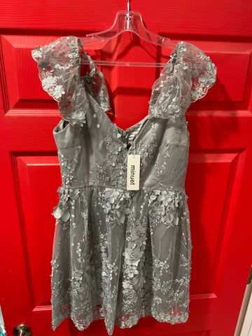 Minuet Floral detailed Grey Formal Dress